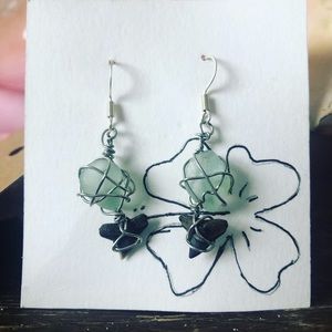 Sea glass and shark tooth earrings 🦈